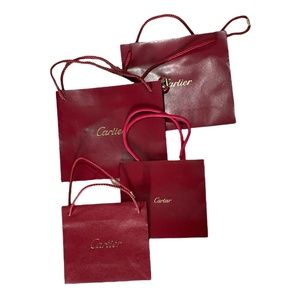 Lot 4x Cartier Shopping Bags Small-Medium Watch Jewelry Sunglasses Bag